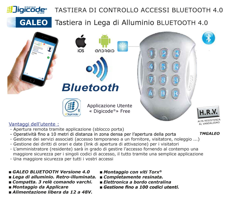 Tastiera con Bluetooth porte garage Como